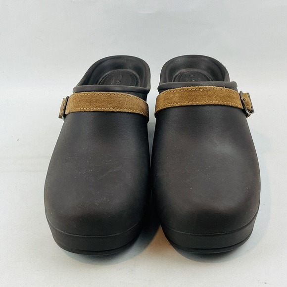 Womens 10 Crocs Sarah Espresso Clog Brown Slip On Shoes 3" Heel Style 203631 - Picture 3 of 11